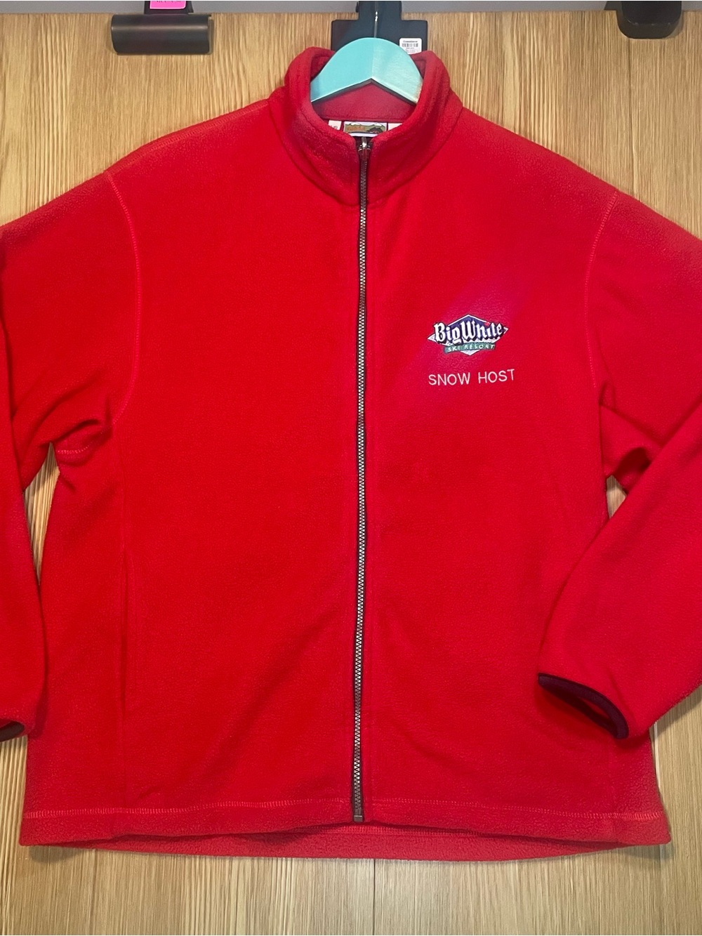 Vintage Big White Ski Resort Snow Host Fleece Jacket Mens Large Far West Red